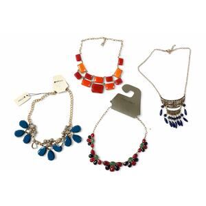 Statement Necklace Bundle Lot – Stony & Mixed Brands – Bold Color Bib Necklaces